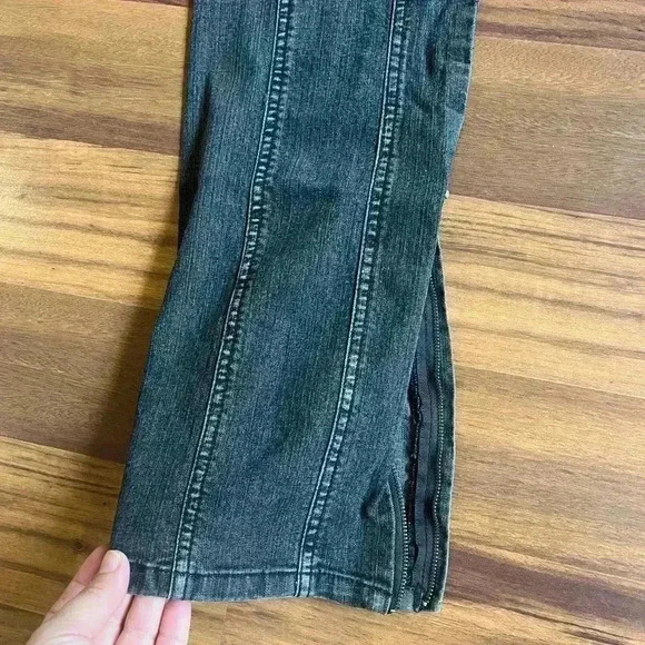 Vintage Express wider leg black washed jeans zipper both inner legs size 6 - Picture 4 of 9
